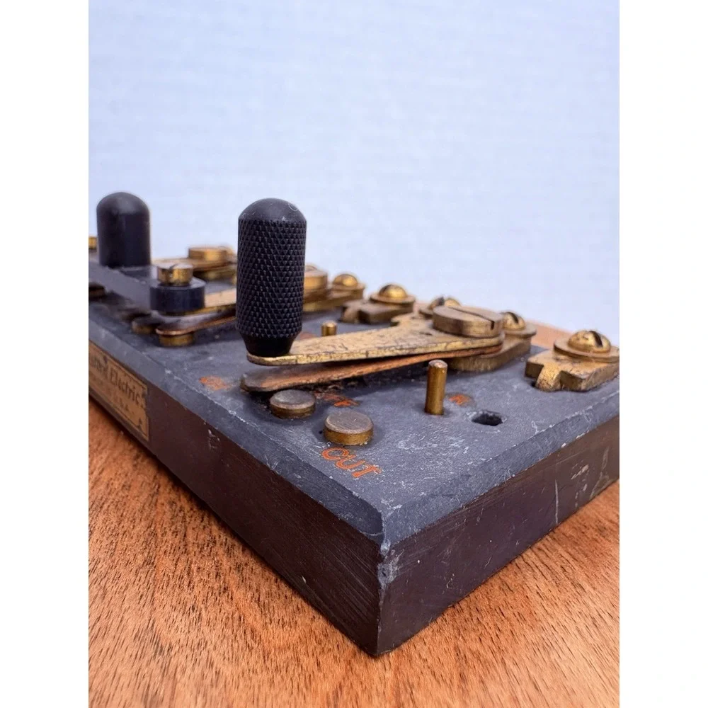 Antique Western Electric Slate Knife Switch Board Vintage Telegraph Telephone